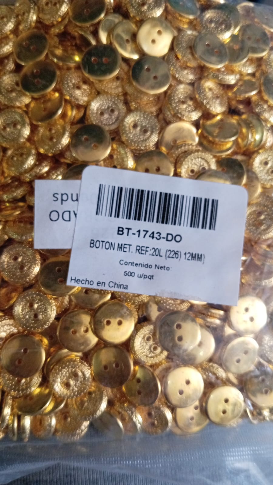 BOTON PLANO DORADO #20 BT1743
