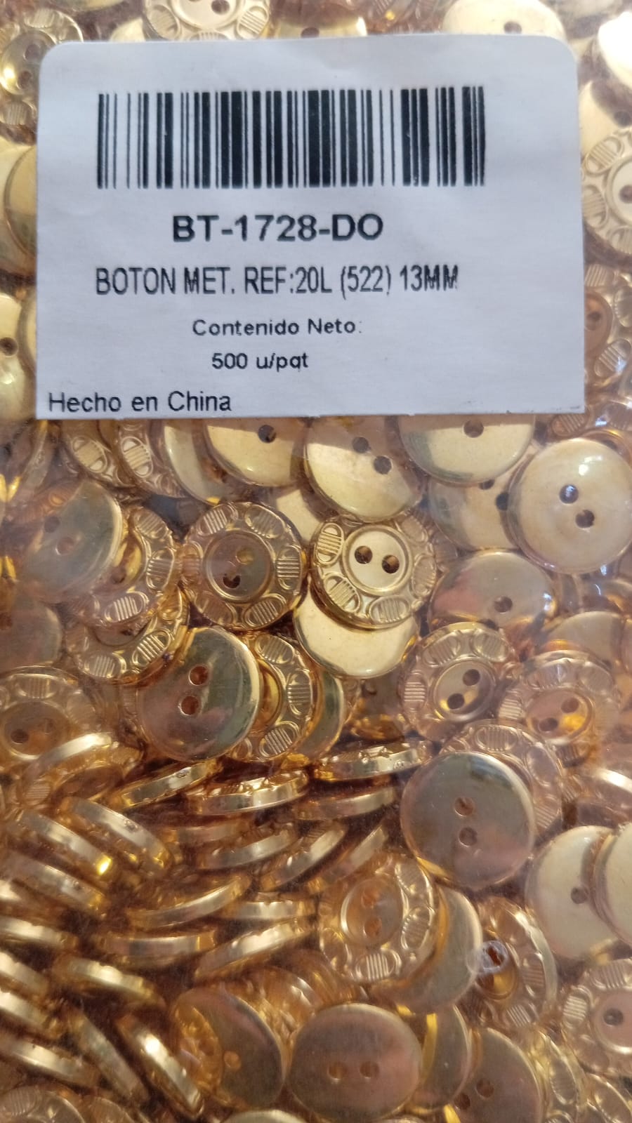 BOTON PLANO DORADO #20