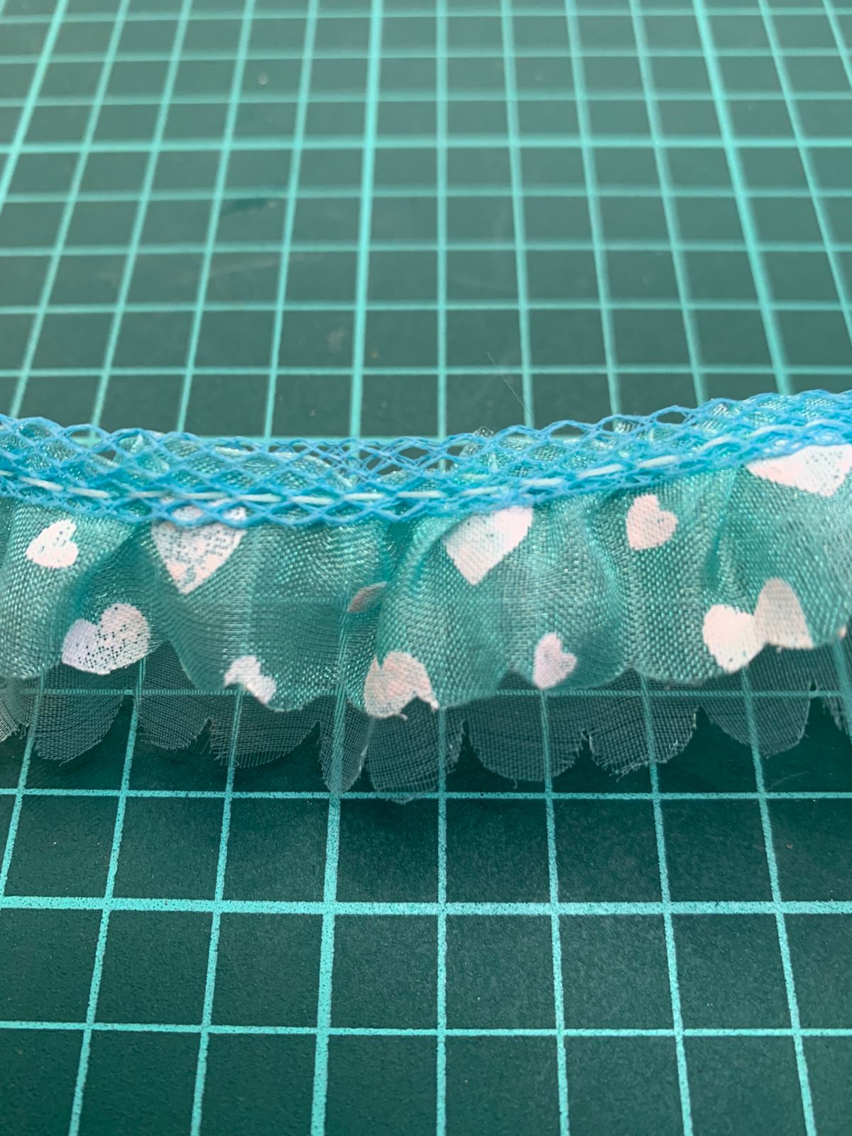 ENCAJE 3CM CORAZONES MENTA