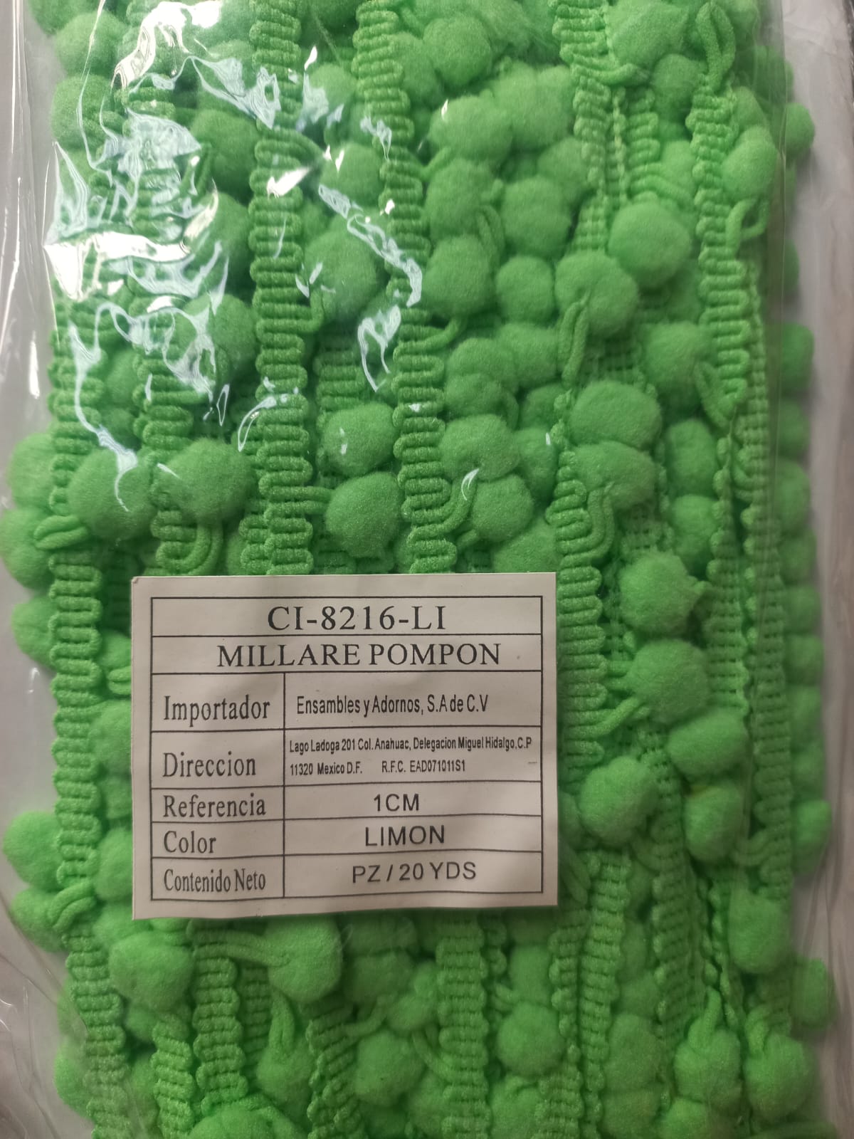 MILLARE POMPON 1 CM LIMON