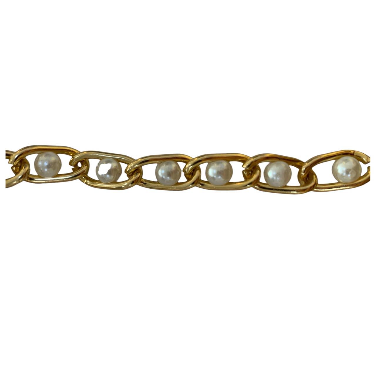 CADENA ALUMINIO DORADA CON PERLA #6 MM