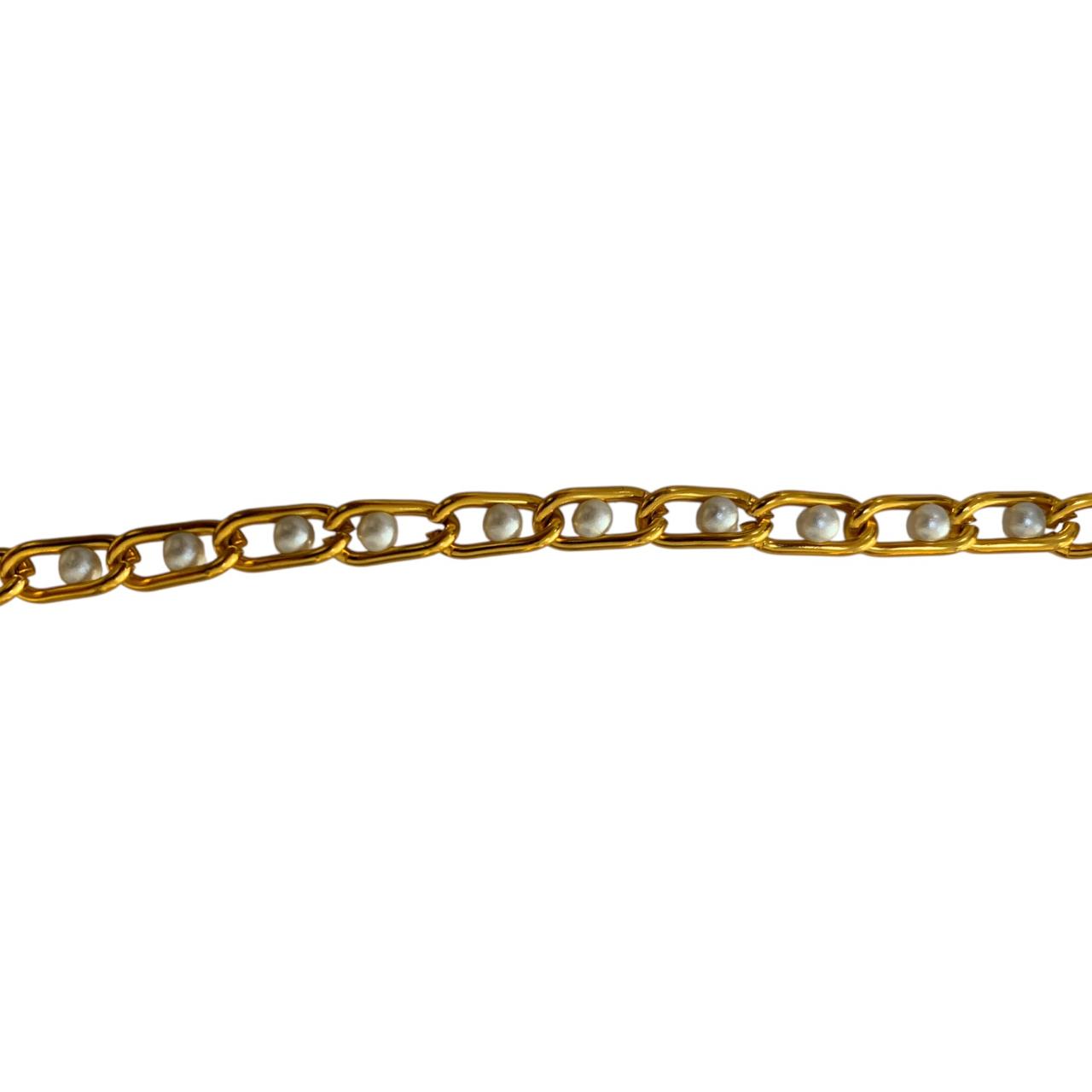 CADENA ALUMINIO DORADA CON PERLA #4MM