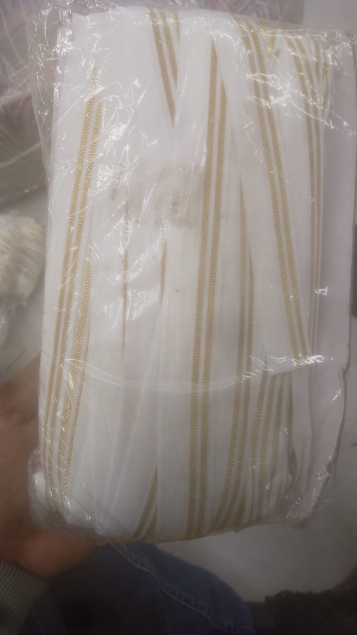 ELASTICO BLANCO CON LINEAS LUREX ORO