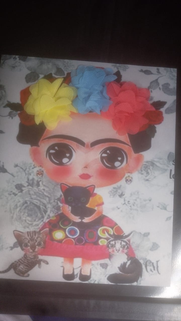 PARCHE FRIDA KHALO FLOR TUL