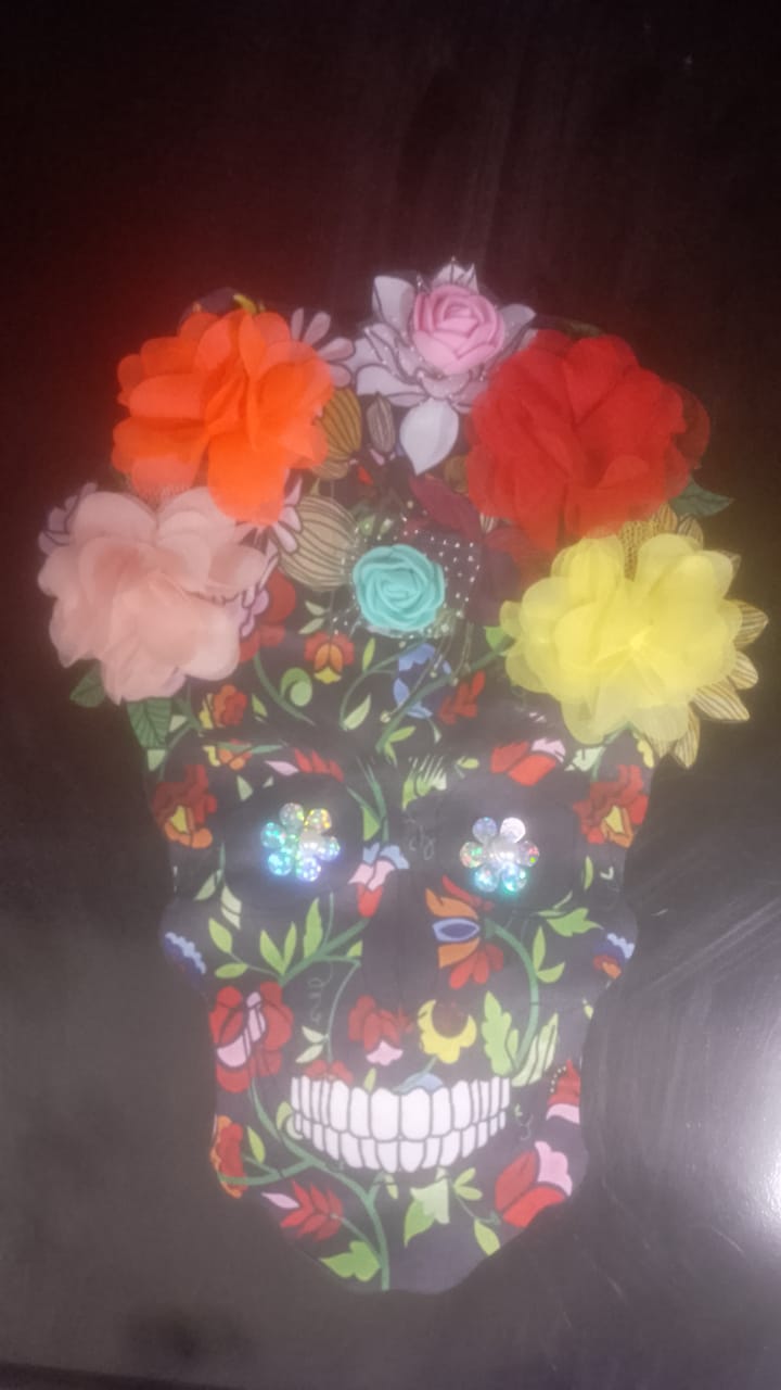 PARCHE CALAVERA FLOR TUL