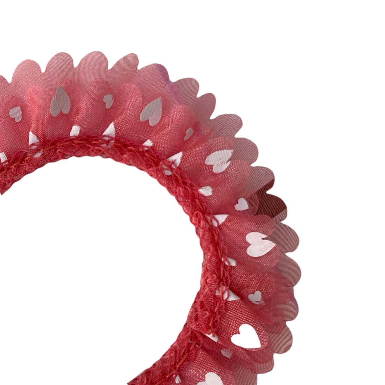 ENCAJE 3CM CORAZONES CORAL
