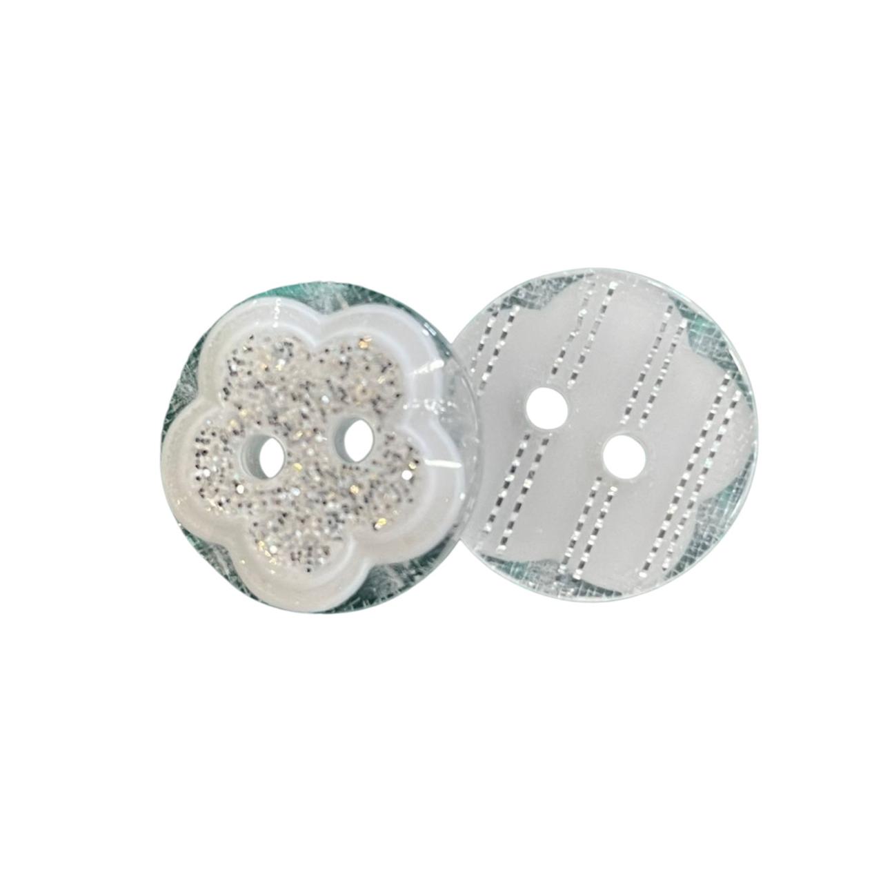 BOTON BLANCO CRISTAL FLOR #28L