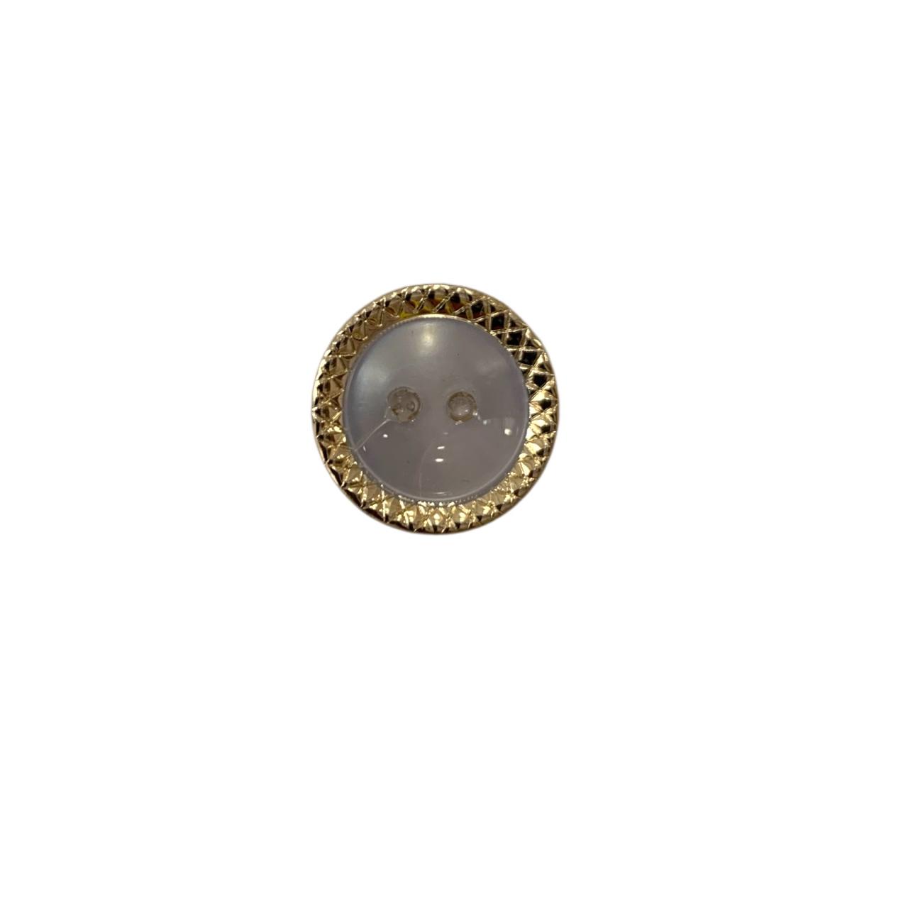 BOTON BLANCO CON ARO DORADO #30