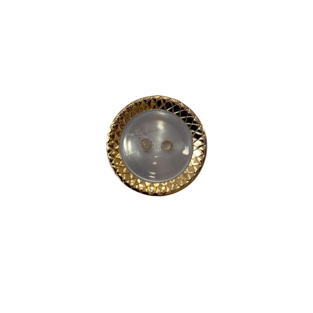 BOTON BLANCO CON ARO DORADO #36