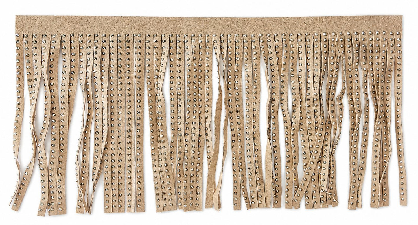 FLECO DE GAMUZA BEIGE CON PIEDRA