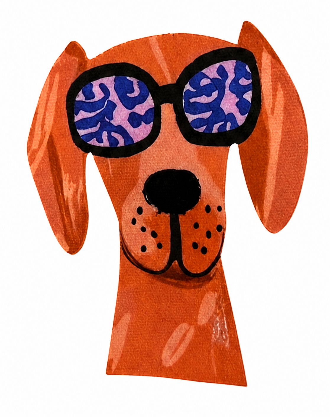 PERRO NARANJA LENTES MORADOS 15-12CM