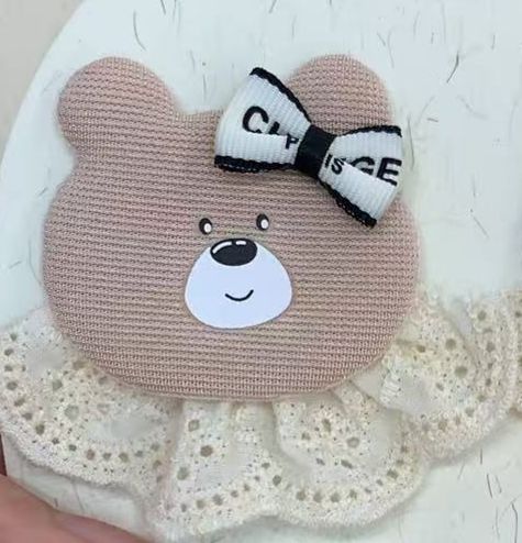 PELUCHE OSO ROSA CUELLO ENCAJE HUESO