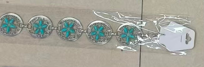 CINTO HEBILLA PLATA Y FLOR JADE