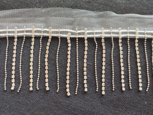 FLECO DE PIEDRA CON BOLITAS MESH BLANCO 6 CM A