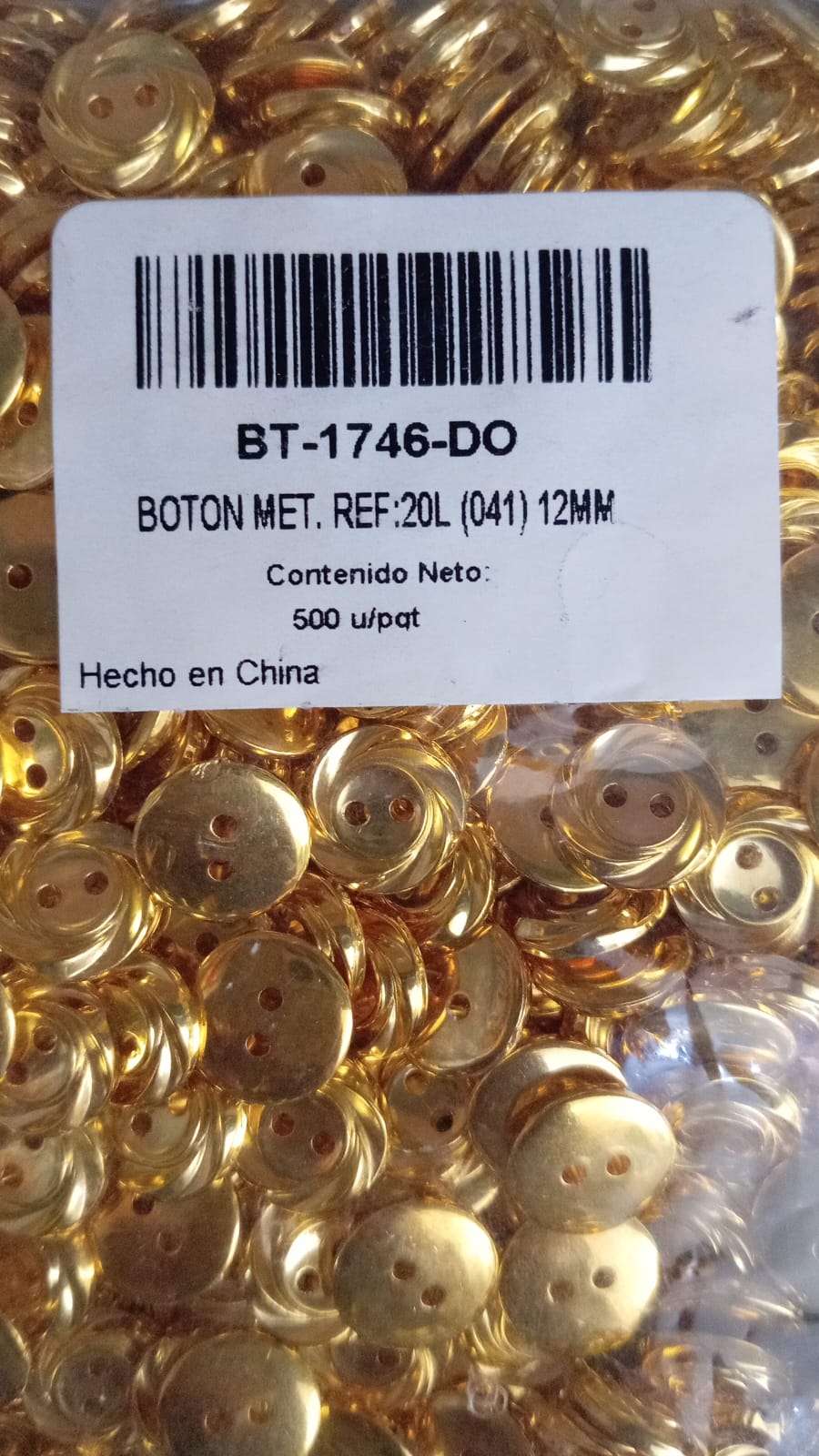 BOTON PLANO DORADO #20 BT1746