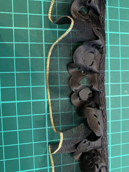 ENCAJE 4CM NEGRO FILO ORO