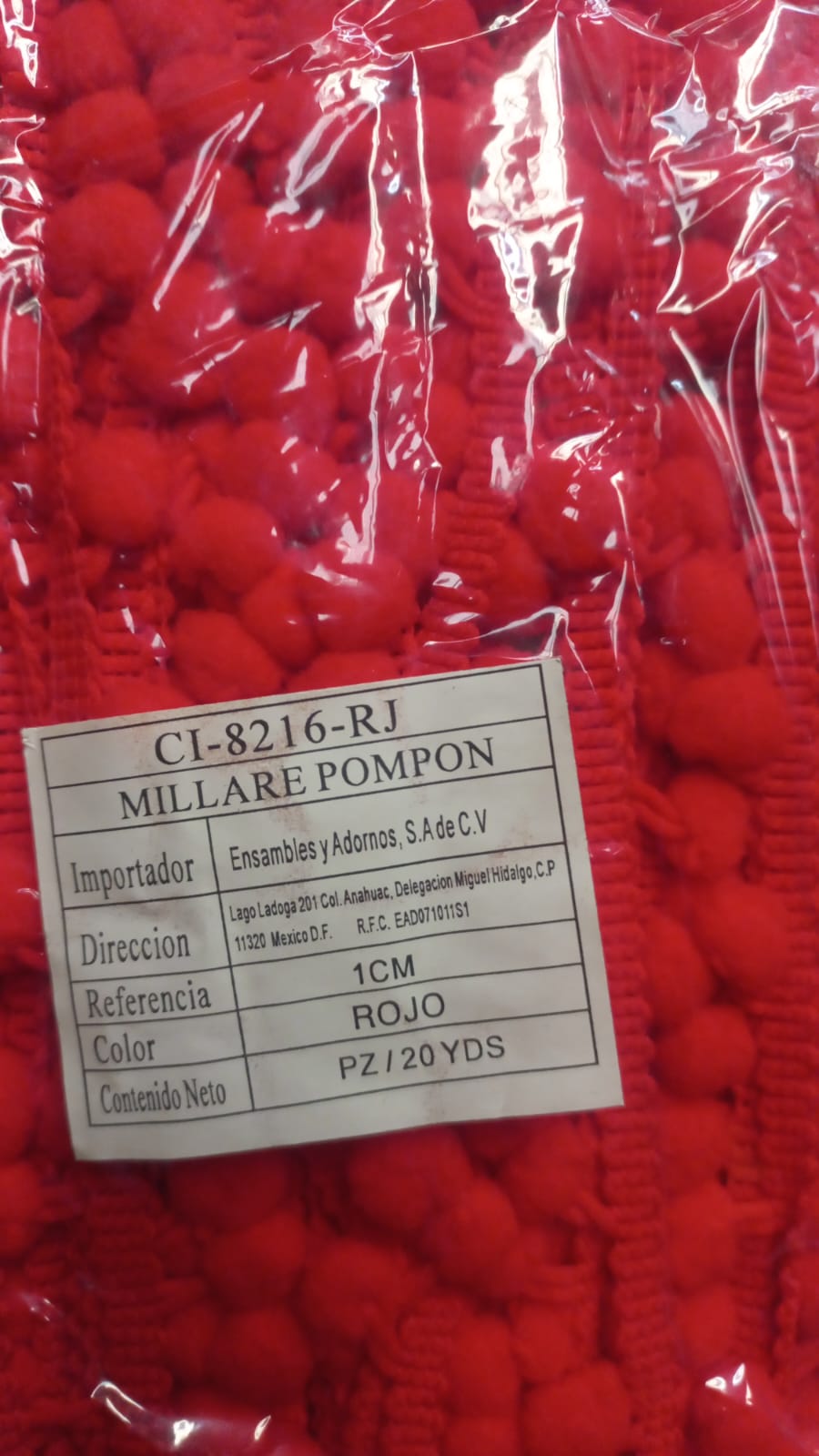 MILLARE POMPON 1 CM ROJO