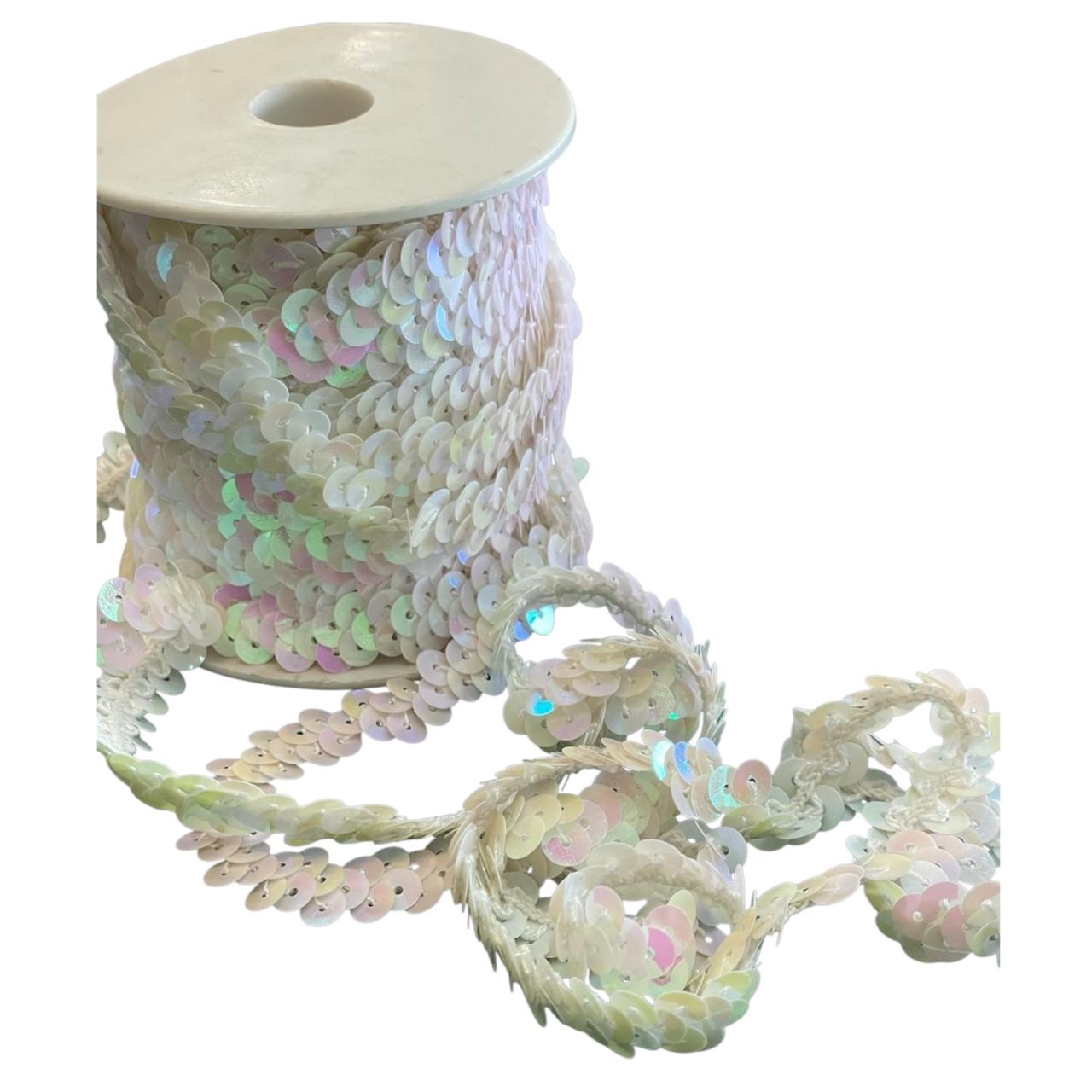 LENTEJUELA ROLLO BLANCO TORNASOL