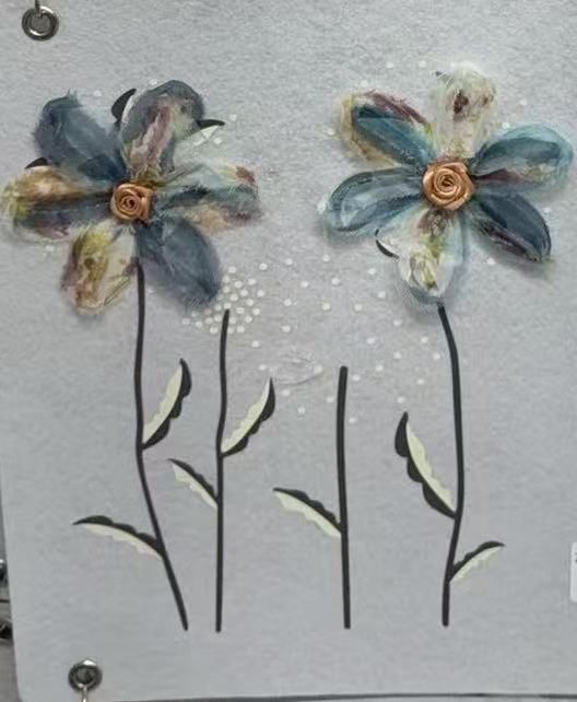 FLOR AZUL-BEIGE 23.7X26 CM