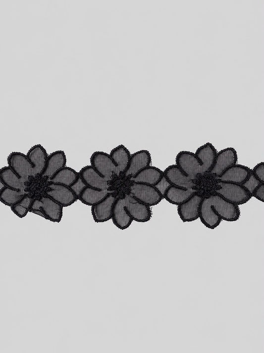 CINTA FLORES GRANDE NEGRO